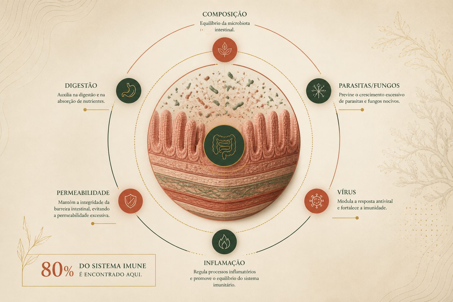 Microbiote intestinal — détail des communautés de bactéries, champignons et virus