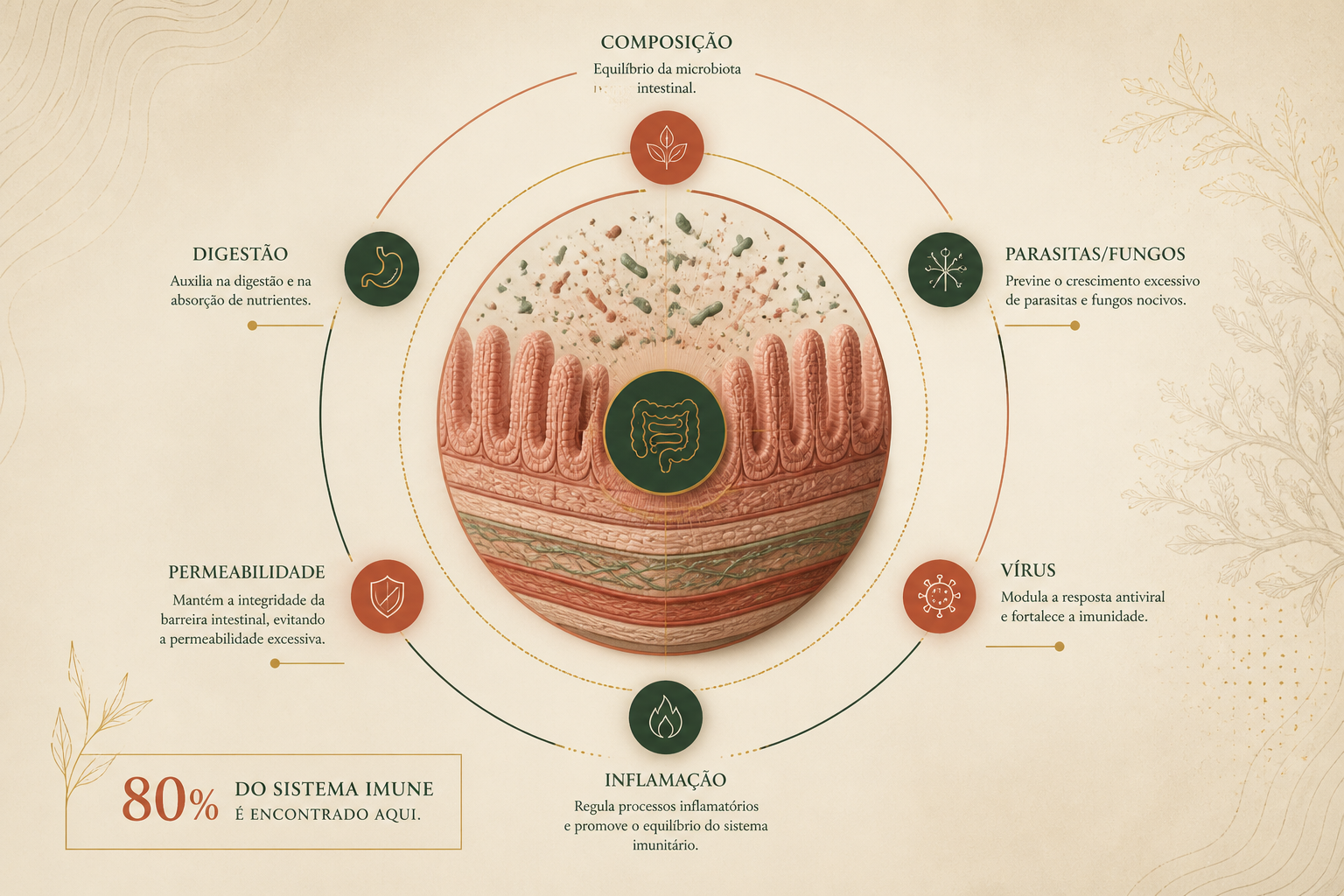 Microbiote intestinal — détail des communautés de bactéries, champignons et virus